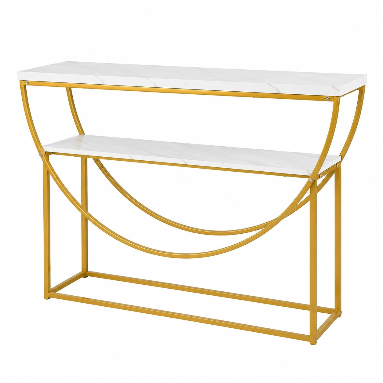 Eleganter Konsolentisch mit Marmoroptik und stabilem Metallrahmen, 120 x 30 x 80,5 cm, für Flur und Wohnzimmer