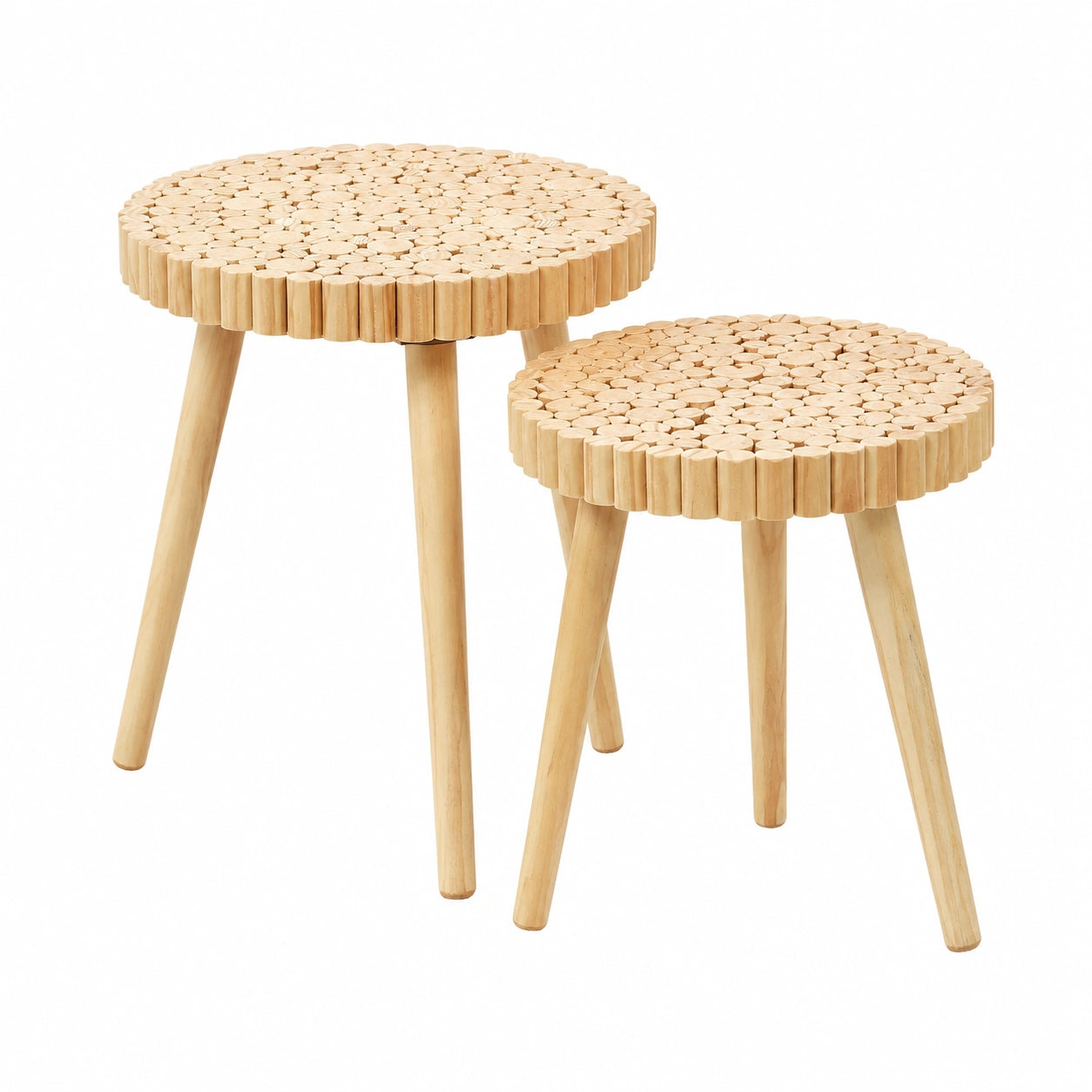 Moderner Runder Ausziehtisch im Set aus Holzwerkstoff, Braun, 2-teilig, 40x40x40 cm