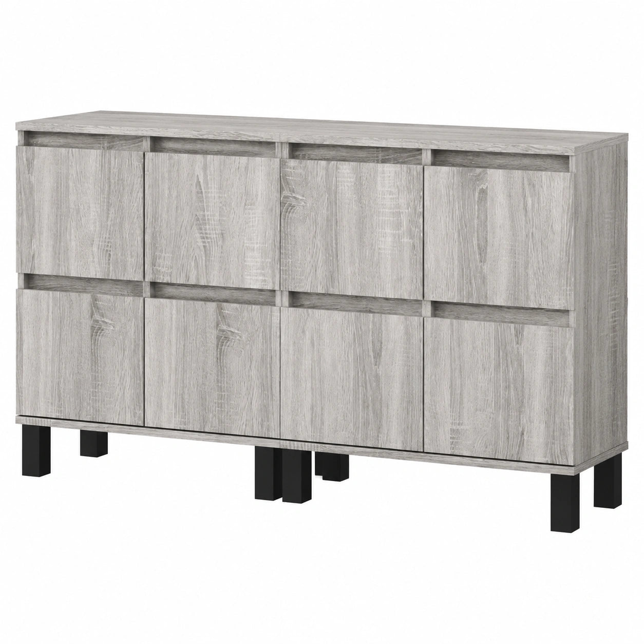 Homgoday Kommode in Sonoma Eiche, 2-teiliges Set, Graues Sperrholz, Modernes Küchenschrank-Design