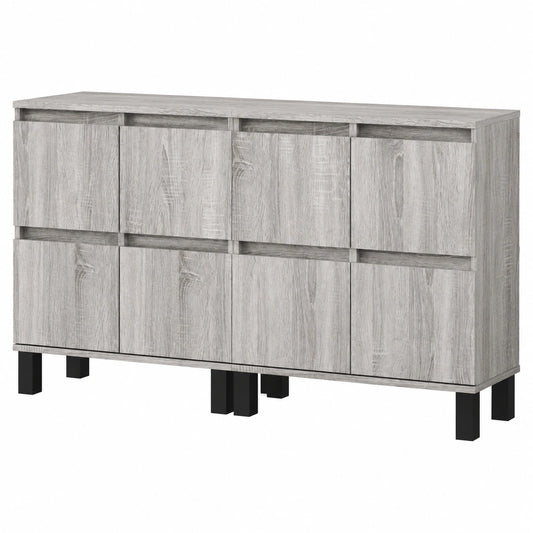 Homgoday Kommode in Sonoma Eiche, 2-teiliges Set, Graues Sperrholz, Modernes Küchenschrank-Design