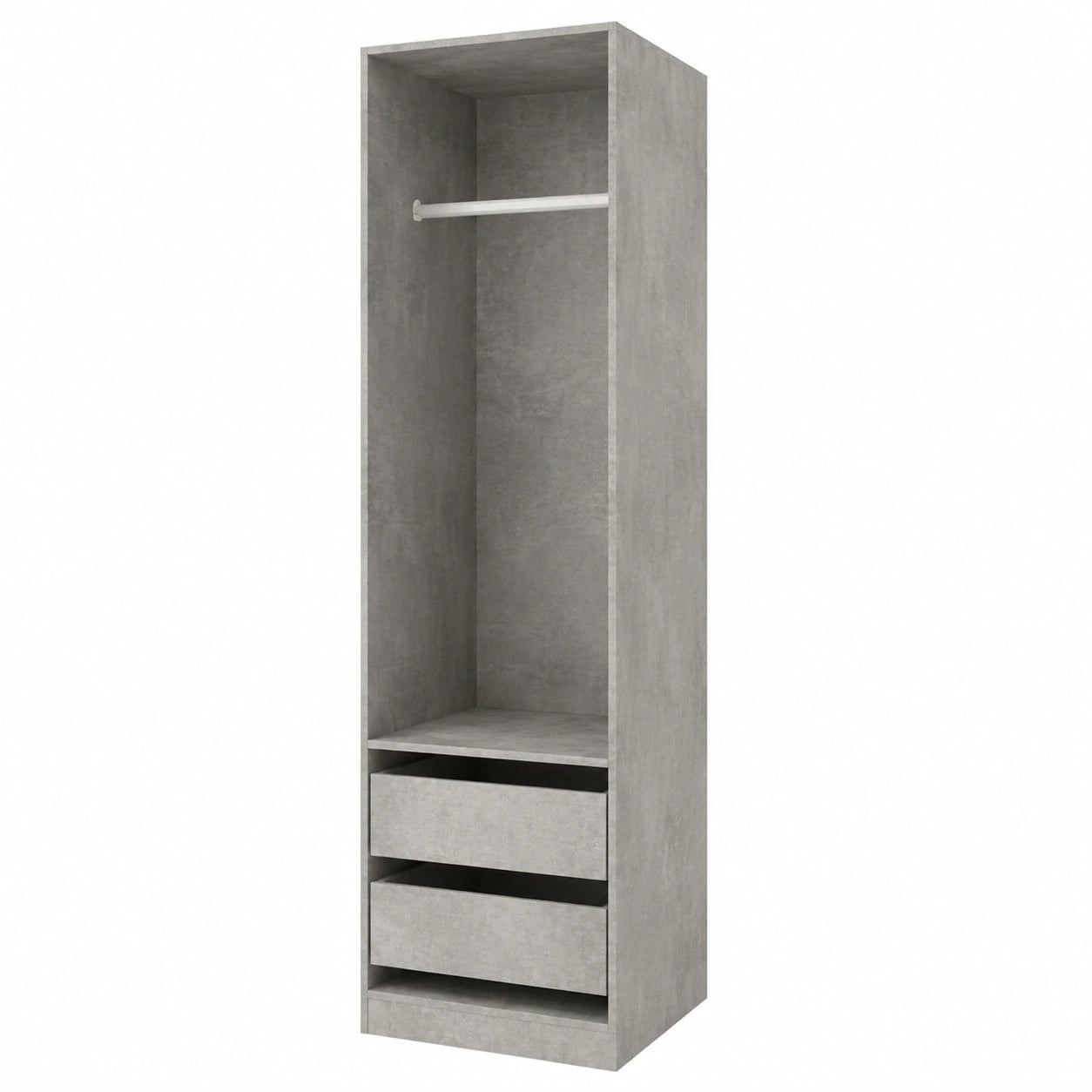 Moderner Schrank mit Schubladen, Betongrau, 50 x 50 x 200 cm, für Wohnzimmer oder Flur