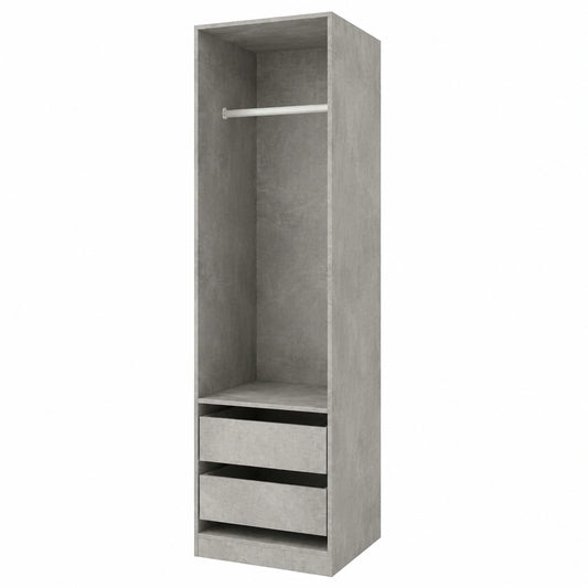 Moderner Schrank mit Schubladen, Betongrau, 50 x 50 x 200 cm, für Wohnzimmer oder Flur