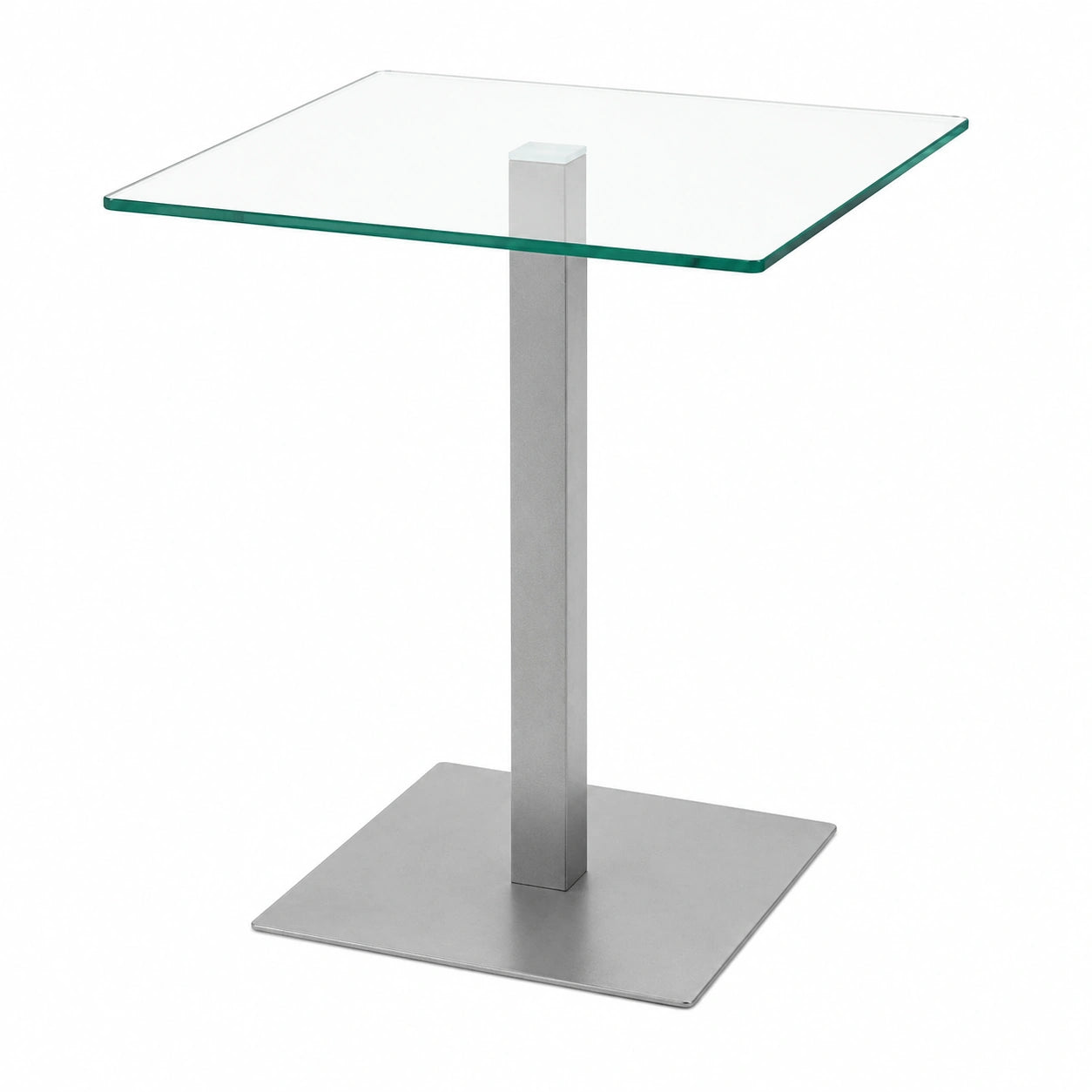 Moderner Designer-Couchtisch aus Glas in Silber, 50x50x70cm - Stabiler und praktischer Sofatisch - Eckiger Wohnzimmertisch - Hochwertiger Beistelltisch Made in Germany