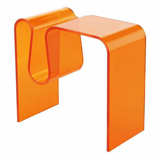 Moderner Acryl-Nachttisch mit Zeitschriftenhalter, Kompakter Wohn- und Schlafzimmer Tisch, 45 x 30 x 45 cm (Orange)