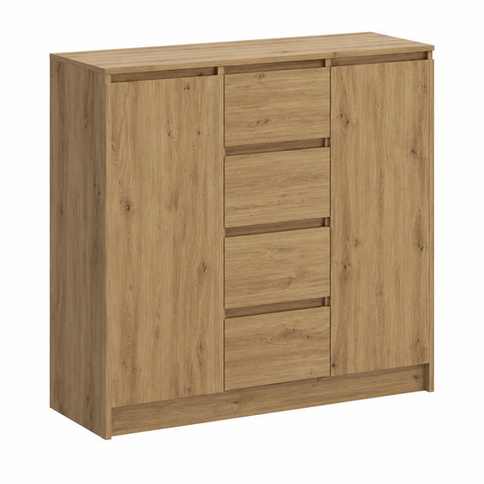 Moderner Holz-Sideboard aus Artisan-Eiche mit 4 Schubladen, 100,5 x 35 x 98,5 cm - Vielseitiges Möbelstück für Wohnzimmer, Esszimmer oder Büro