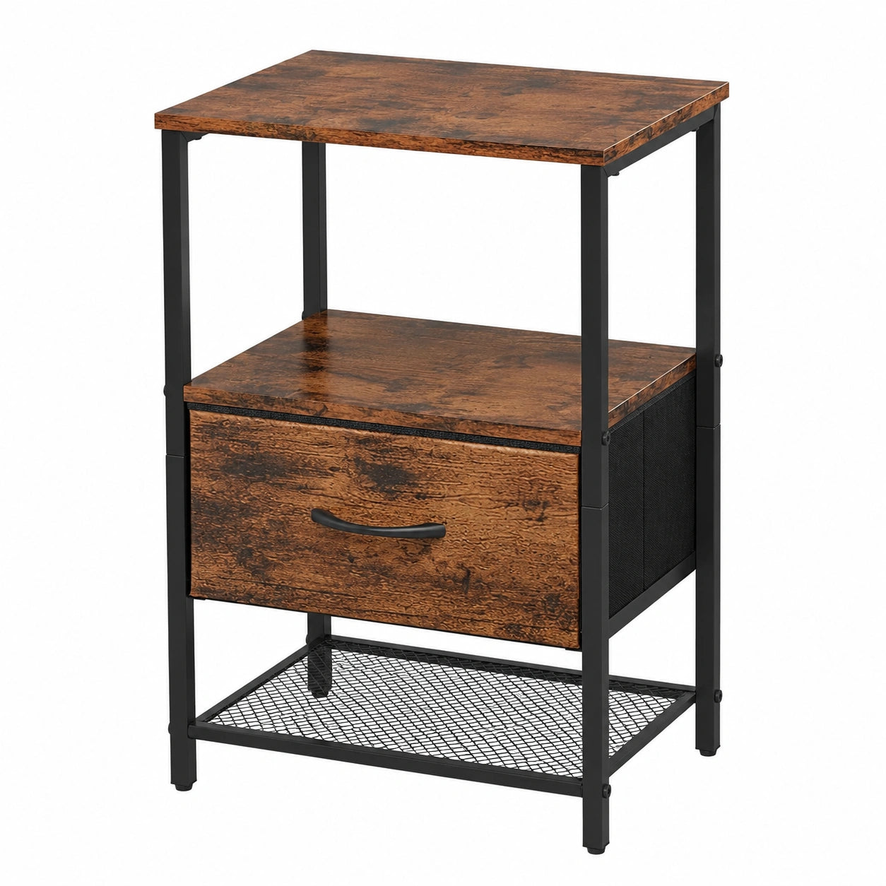 LED-Nachttisch mit USB und Typ-C-Ladefunktion, Holzoptik, 2er Set