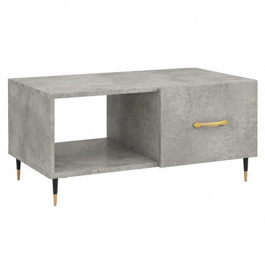 Moderner Sperrholz-Couchtisch mit Stauraum und stabilen Eisenbeinen für das Wohnzimmer