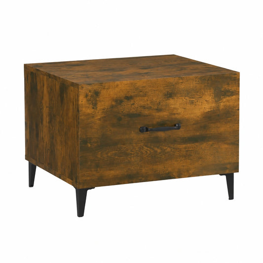 Moderner Couchtisch mit Schublade, langlebiges Sperrholz und Metallbeine für Wohnzimmer