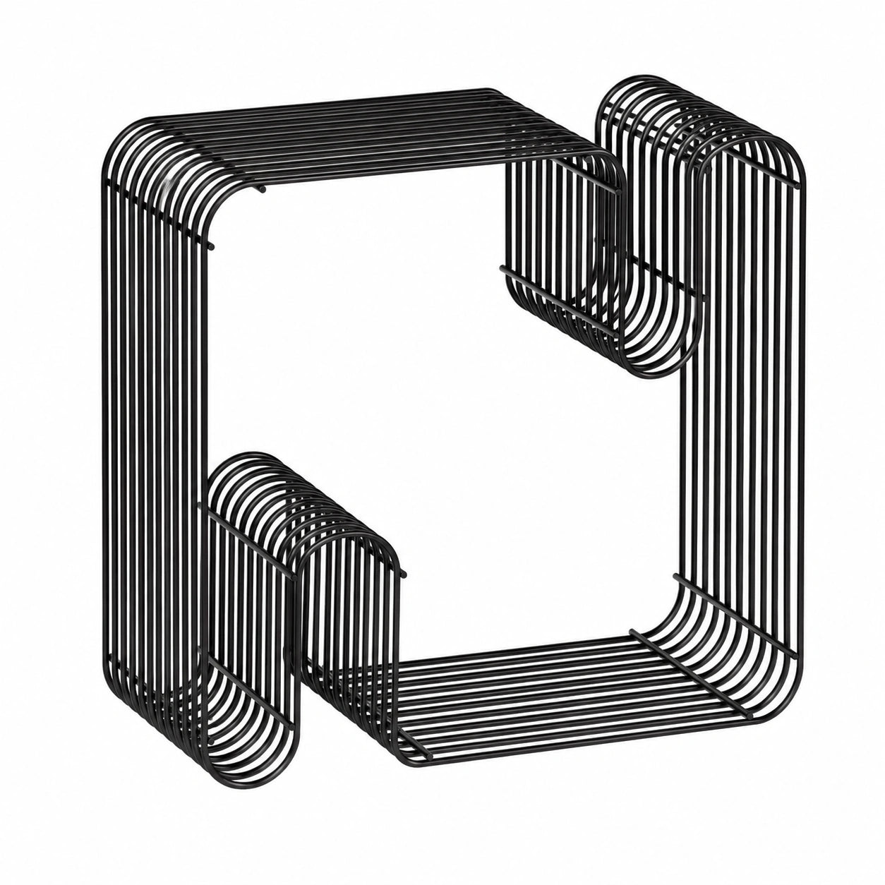 Moderner Schwarzer Beistelltisch aus Metall – Vielseitig als Couchtisch, Regal oder Nachttisch – Vormontiert, Ideal für Wohnzimmer und Schlafzimmer – 48x33x49 cm