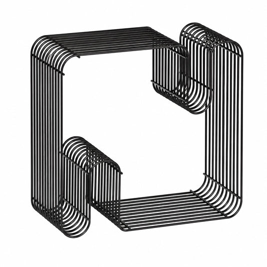 Moderner Schwarzer Beistelltisch aus Metall – Vielseitig als Couchtisch, Regal oder Nachttisch – Vormontiert, Ideal für Wohnzimmer und Schlafzimmer – 48x33x49 cm