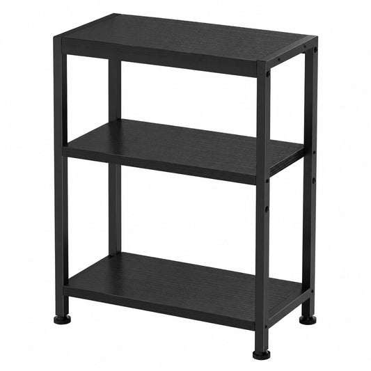 Schmaler Mehrzwecktisch mit Stauraum, 3 Ebenen, ideal für Wohnzimmer, Schlafzimmer oder Balkon, in Schwarz