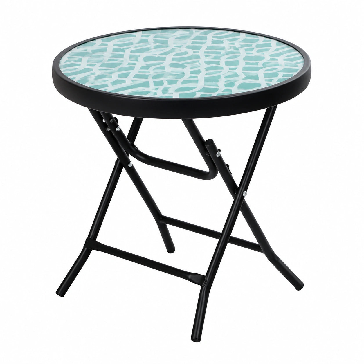 PHI VILLA Runder Klapptisch aus Glas und Metall für Balkon und Garten