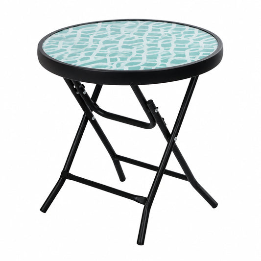 PHI VILLA Runder Klapptisch aus Glas und Metall für Balkon und Garten
