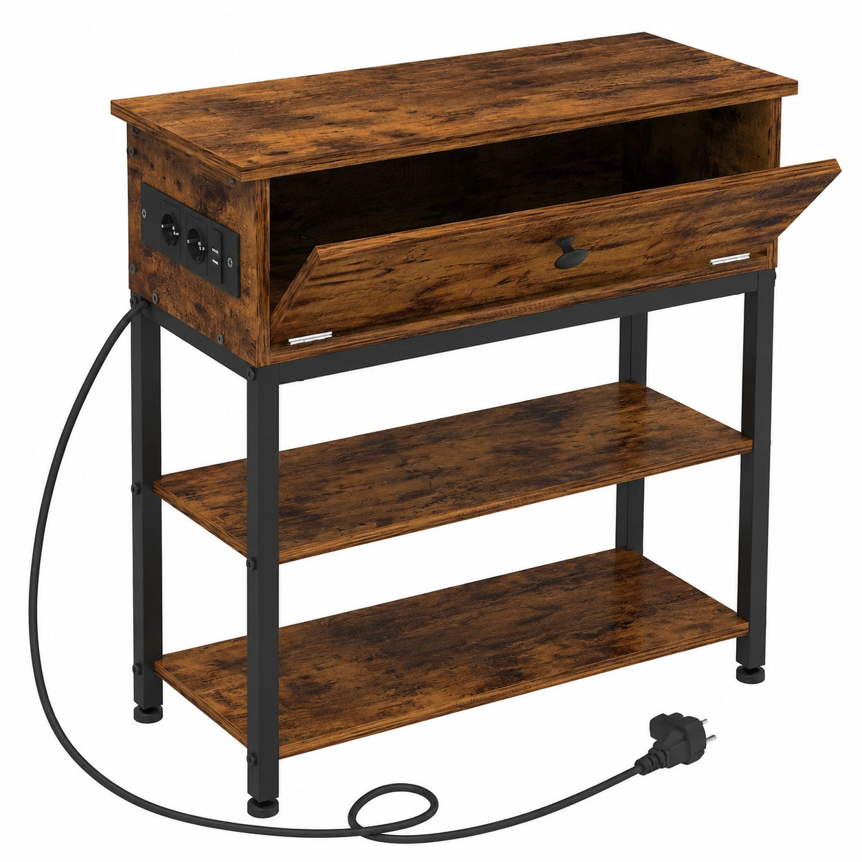 Moderner Beistelltisch mit USB-Ladestation und Schublade für Wohnzimmer und Schlafzimmer