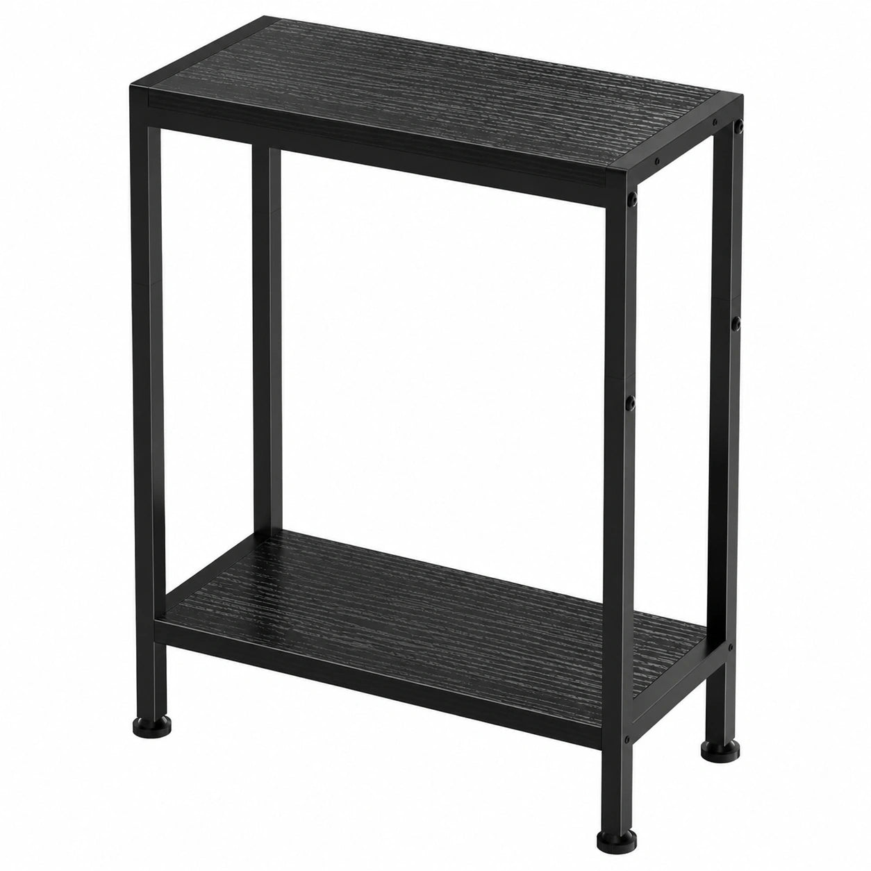 Schmaler Beistelltisch mit Stauraum, ideal für Wohnzimmer und Schlafzimmer, Modernes Design in Schwarz