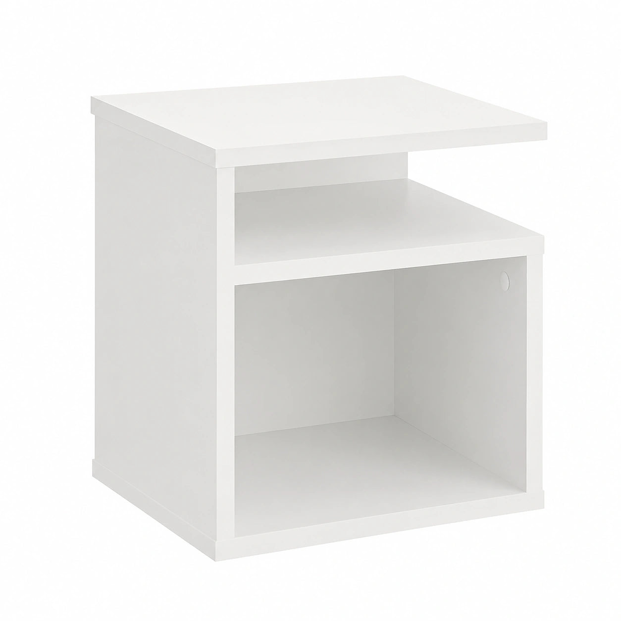 KOMTO Nachttisch Weiß – Beistelltisch mit 2 Ablagefächern für Schlafzimmer & Wohnzimmer, 35 x 35 x 41,5 cm