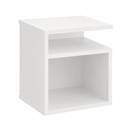 KOMTO Nachttisch Weiß – Beistelltisch mit 2 Ablagefächern für Schlafzimmer & Wohnzimmer, 35 x 35 x 41,5 cm